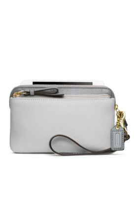 COACH POPPY COLORBLOCK LEATHER DOUBLE ZIP WRISTLET
