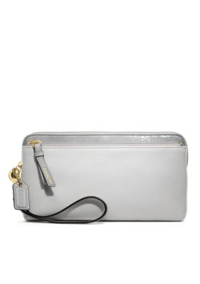 COACH POPPY COLORBLOCK LEATHER DOUBLE ZIP WALLET