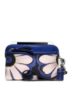 COACH POPPY FLORAL SCARF PRINT DOUBLE ZIP WRISTLET