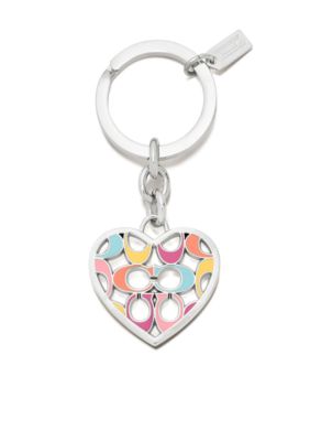 COACH SIGNATURE C PIERCED HEART KEY RING