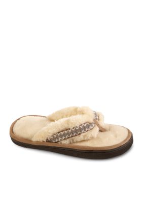 Isotoner Woodlands Faux Fur Chukka Thong Slipper