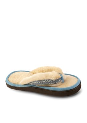 Isotoner Woodlands Faux Fur Chukka Thong Slipper