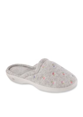 Isotoner Scalloped Terry Embroidered Clog Slipper with Secret Sole