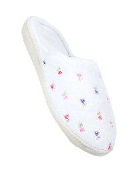 Isotoner&reg Slippers Scalloped Terry Embroidered Clog Slipperwith Secret Sole