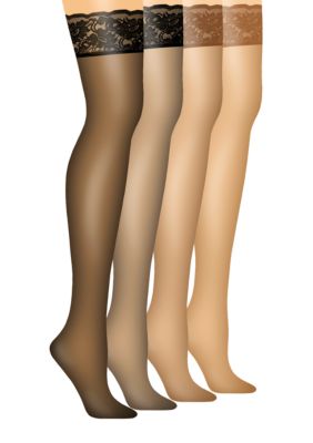 Hanes Silk Reflections Lace Top Thigh High
