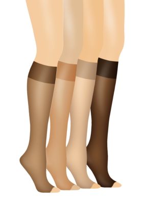 Hanes Silk Reflections Lasting Sheer Silky Sheer Toeless Knee Highs