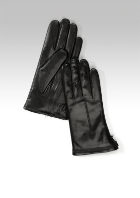 Isotoner Smooth Leather Glove With Silky Plush Lining
