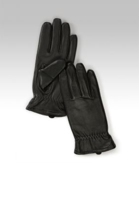 Isotoner Smooth Leather Glove  Fleece Lined