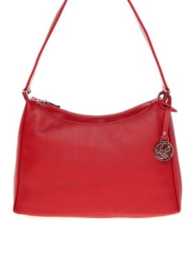 Kim Rogers Top Zip Leather Hobo Bag