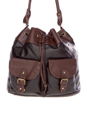 Bueno Two-Tone Washed Drawstring Handbag
