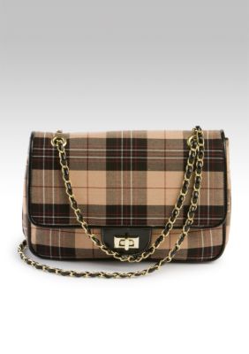 Bueno Plaid Flap Chain Bag