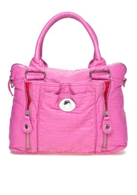 Bueno Washed Croc Satchel