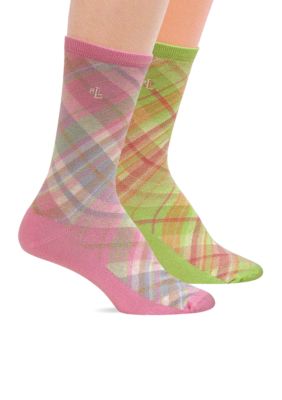Lauren Ralph Lauren Plaid Trouser Sock with LRL Embroidery