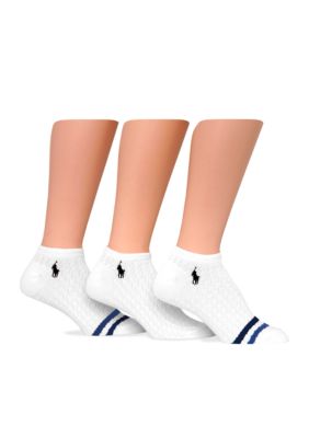Ralph Lauren Blue Label Stripe Cable 3 Pack of Socks with Polo Player Embroidery