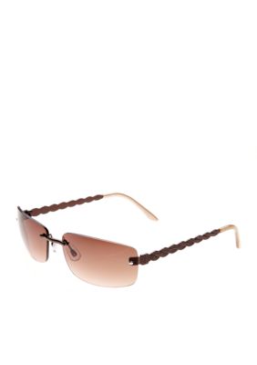 Nine West Metal and Rimless Rectangle Sunglasses