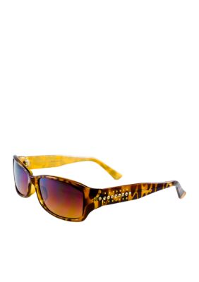 Nine West Stones and Studs Plastic Rectangle Sunglasses