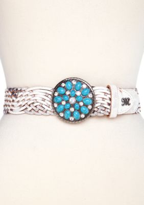 Miss Me Braided Belt with Turquoise Buckle