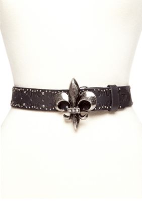 Miss Me Fashion Belt with Fleur De Lis Buckle