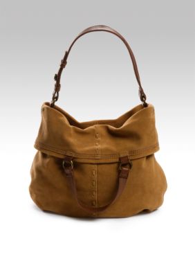 Lucky Brand Handbags Bandit Suede Fold Over Hobo