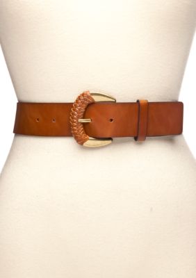 Jessica Simpson Casual Panel Belt with Braided Wrapped Buckle
