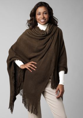 Cejon Genuine Rabbit Trim Knit Ruana