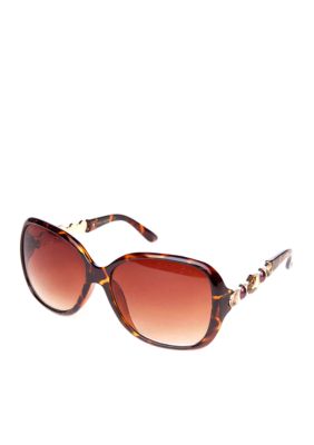 Steve Madden Glam Plastic Animal Stones Sunglasses