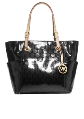 MICHAEL Michael Kors Jet Set East West Signature Mono Mirror Metallic Top Zip Tote