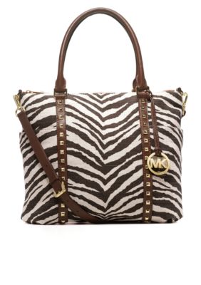 MICHAEL Michael Kors Jet Set Pyramid Tiger Print Jute Canvas