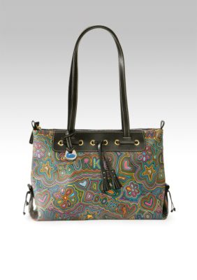 Dooney & Bourke Pop Print Large Tassel Zip Top Bag