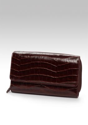 Big Fat Croc Flap Clutch Wallet