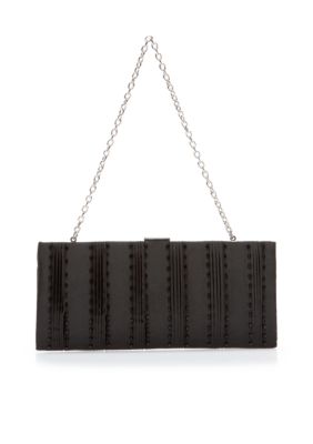 Jessica McClintock Pleated Satin and Beaded East West Frame Evening Bag