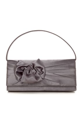 Jessica McClintock East West Satin Gathered Bow Clutch