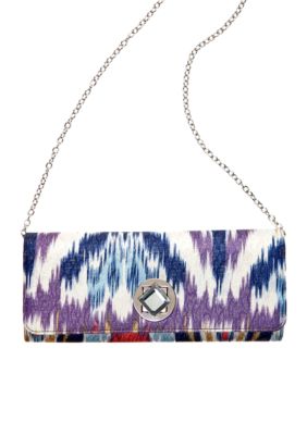 Jessica McClintock Ikat Satin Printed Clutch