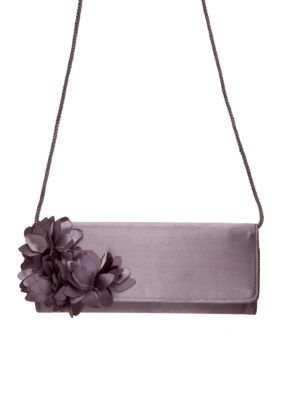 Jessica McClintock Satin Clutch with Flowers