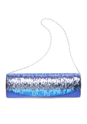 Jessica McClintock Satin Sequin Flap Evening Bag