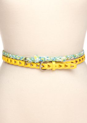 Red Camel Floral Braided Belt Duo