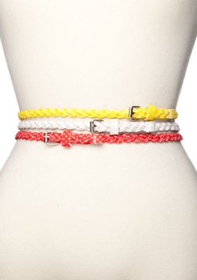 Red Camel Polka Dot Braided Belt Trio