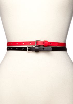 Red Camel Duo Set of Perforated Circle Belts