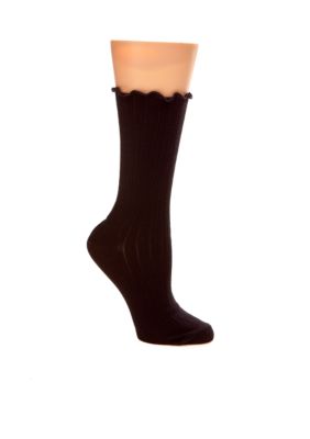 HUEtopia Ribbed Sock with Lettuce Edge Trim