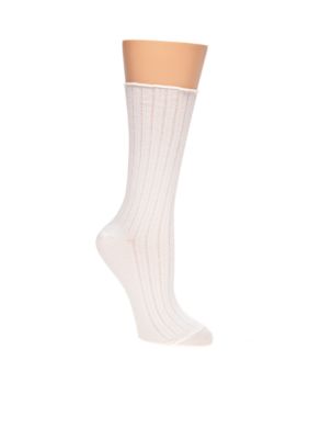 HUE HUEtopia Ribbed Sock with Lettuce Edge Trim