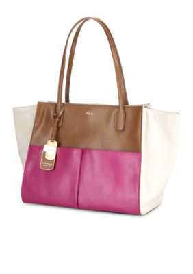 Lauren Ralph Lauren Newbury Leather Color-Blocked Tote