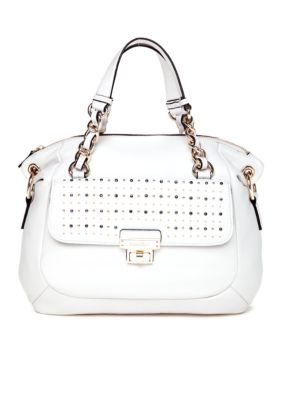 Calvin Klein Geneva Logo Leather Satchel