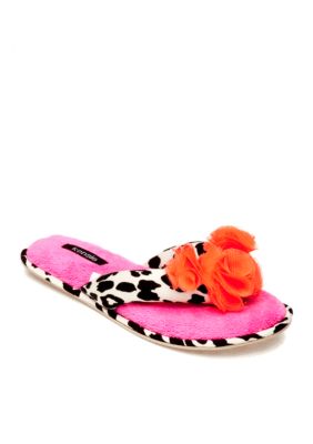 Kensie by Age Group Leopard Thong Coral Slippers