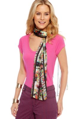 CYNTHIA Cynthia Rowley Floral Stripe Scarf