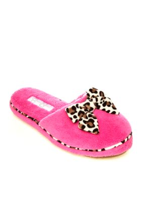 Jessica Simpson Scuff Slipper with Leopard Piping and Bow
