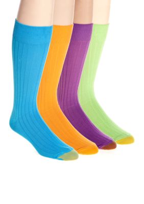 Gold Toe Bright Color Solid Rayon Rib Socks - Single Pair