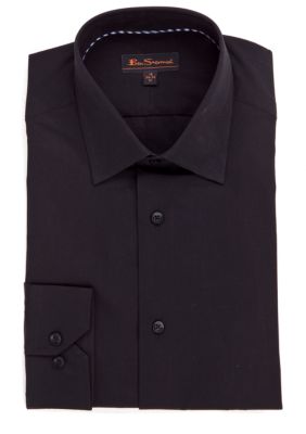 Ben Sherman Black Solid Dress Shirt