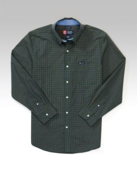 Chaps Long Sleeve Micro Plaid Woven