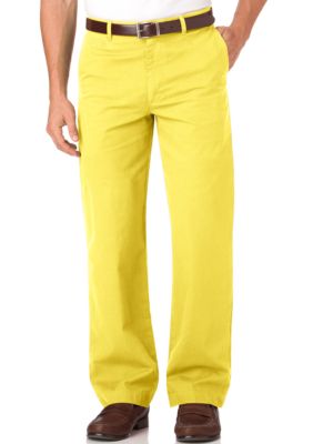 Chaps Straight Fit Garment Dyed Flat Front Pants