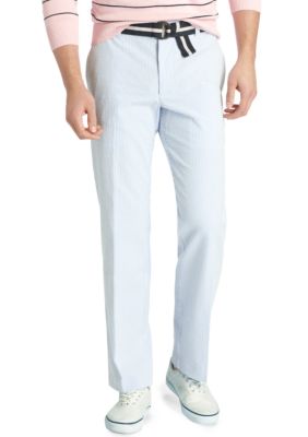 Izod Straight Fit Belted Seersucker Pants